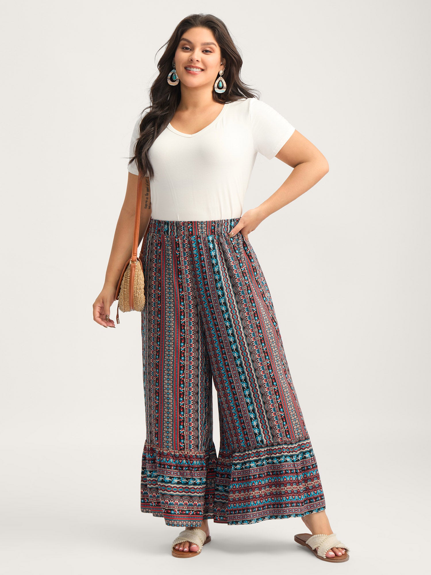 Boho Stripes Stretchy Waist Pants