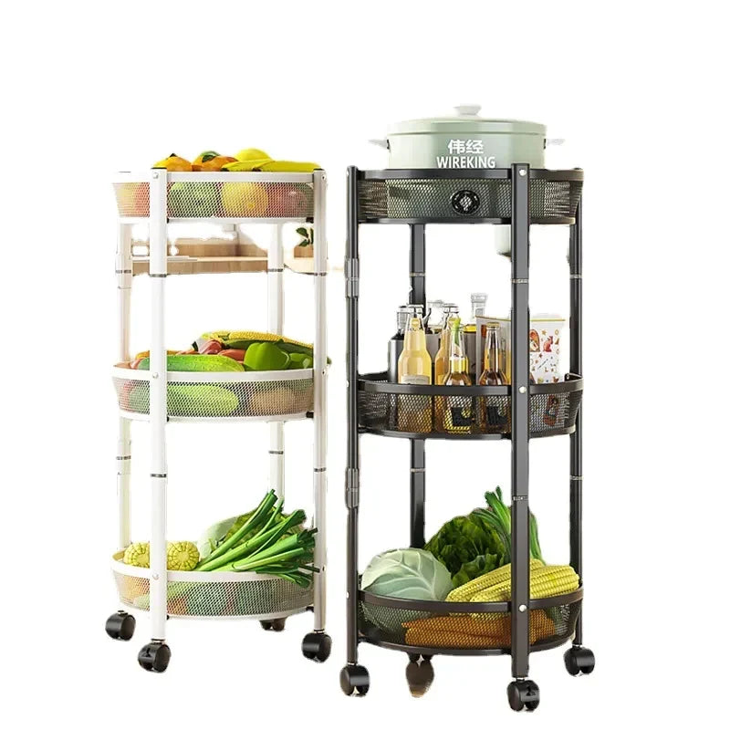 Three-Tier Foldable Kitchen Trolley