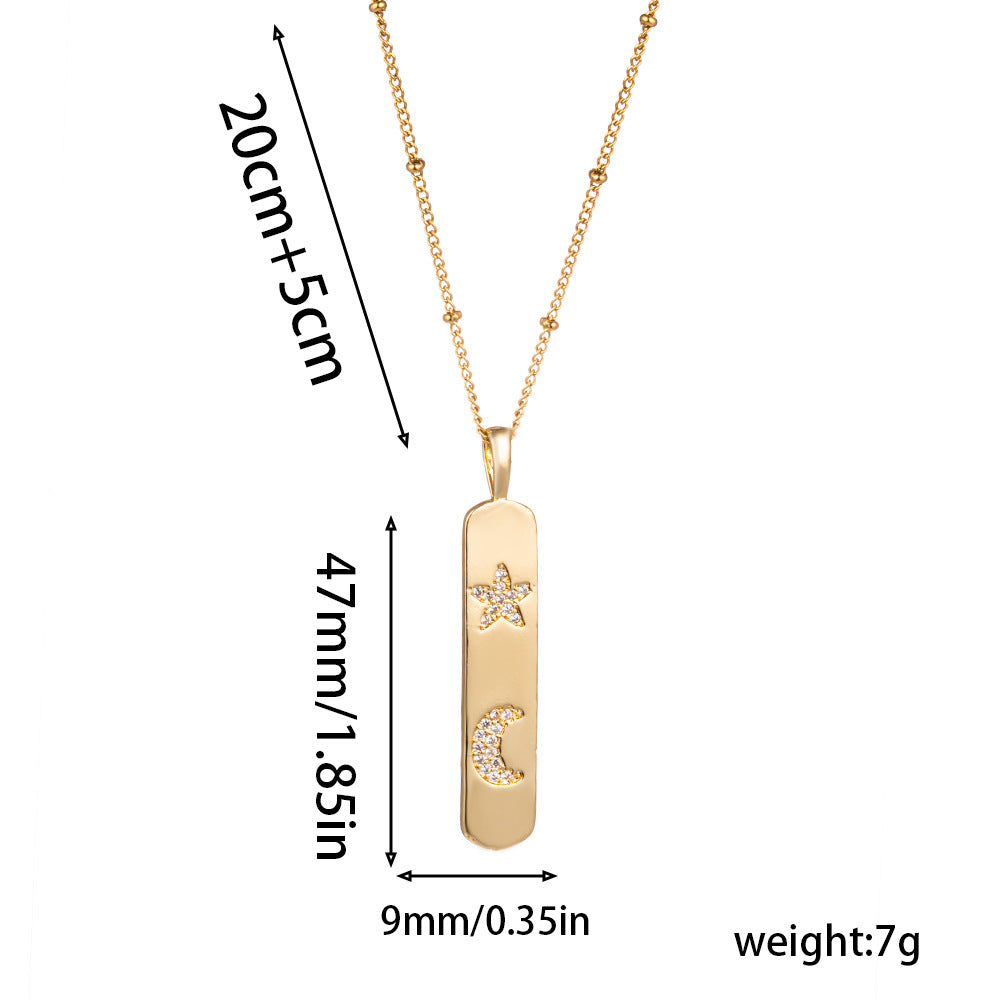 Trendy Personalized Gold Bar Design Love Cross Rainbow Lightning Pendant Necklace