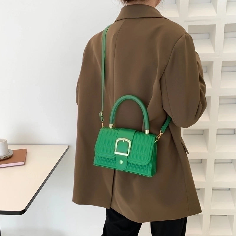 Women's Medium Pu Leather Solid Color Fashion Square Lock Clasp Crossbody Bag