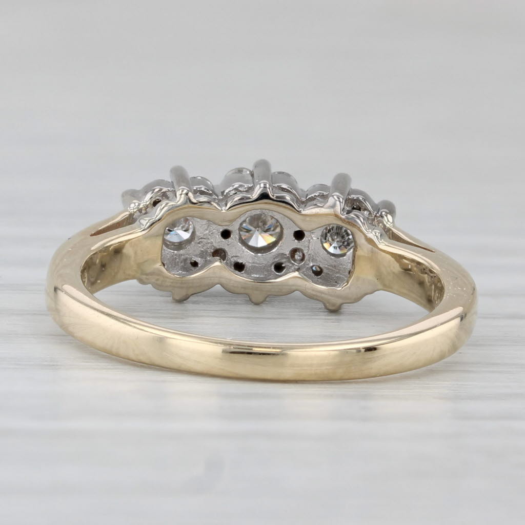 0.50ctw Diamond Flower Clusters Ring 14k Yellow White Gold Size 7 Engagement
