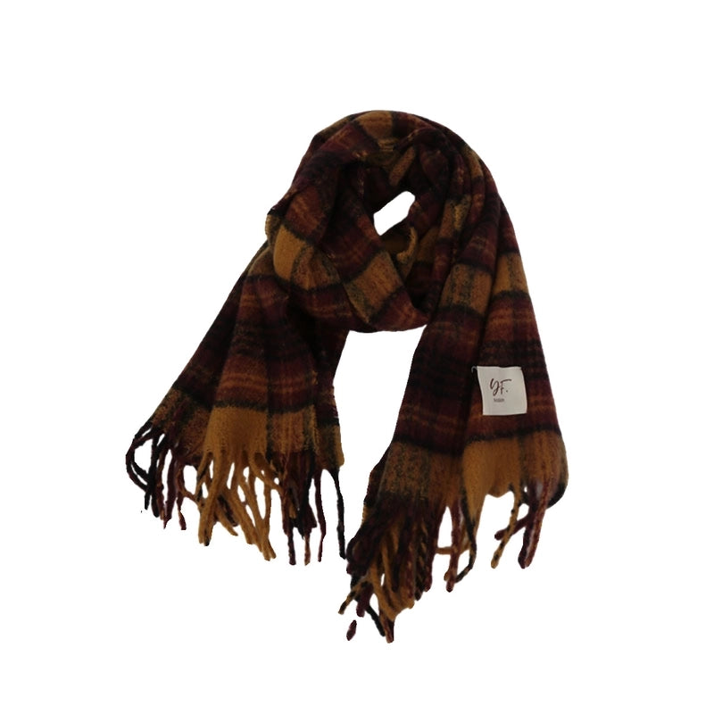 Women's Vintage Style Plaid Polyester Scarf