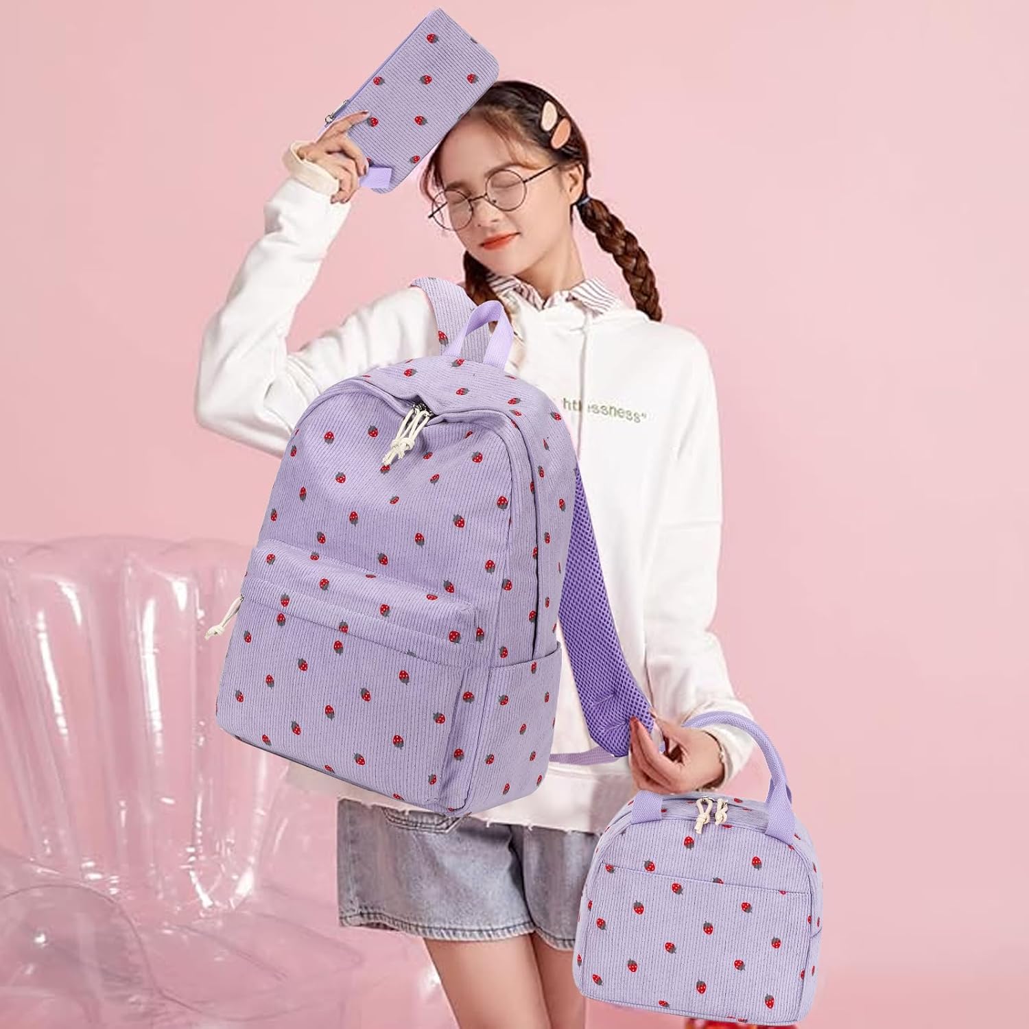 Bluboon School Backpack Teens Girls Boys Kids School Book Bags with Lunch Box Pencil Bag