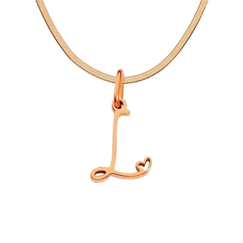 Stainless Steel Titanium Steel 14K Gold Plated Minimalist Plating Letter Heart Shape Pendant Necklace