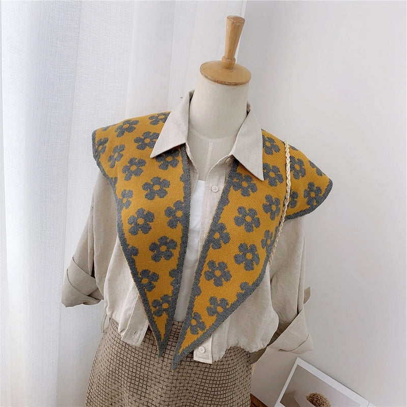 Women's Sweet Minimalist Polka Dots Heart Shape Flower Yarn Polyester Scarf Shawl