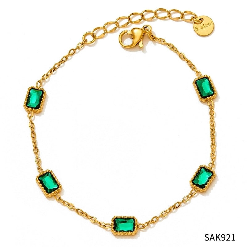 2 Pieces IG Style Modern Style Square Solid Color 304 Stainless Steel 16K Gold Plated White Gold Plated Gold Plated Zircon Bracelets In Bulk