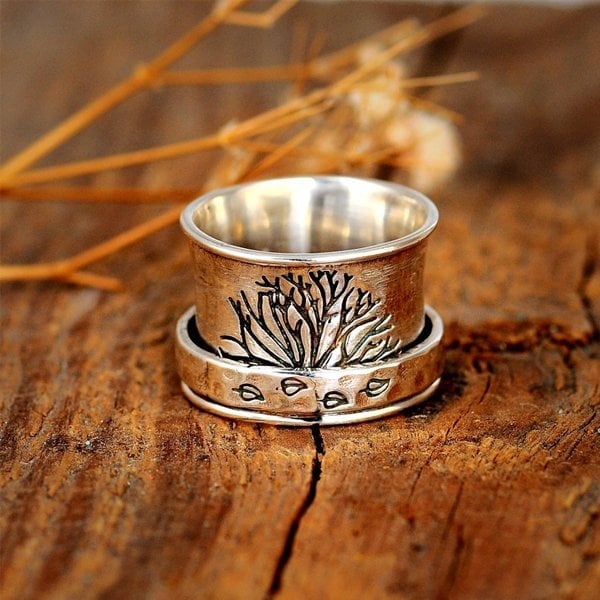 Sterling Silver Tree of Life Spinner Meditation Ring