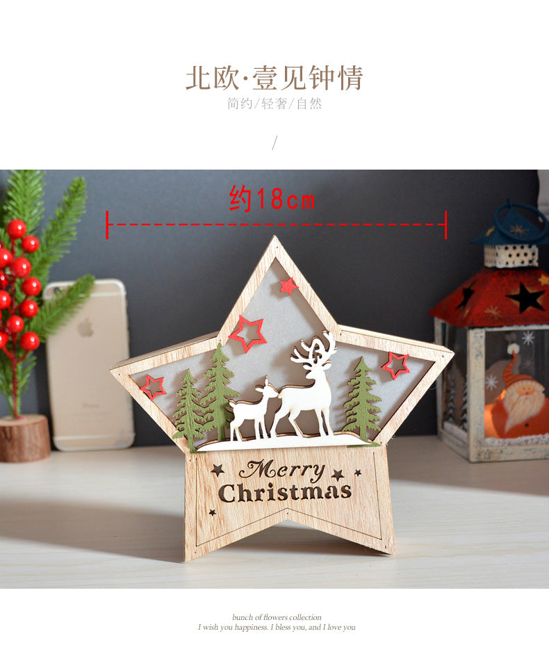 2020 New Christmas Decoration Creative Led Light Christmas Tree Hanging Pendant Star Car Heart Wooden Ornament Xmas Party