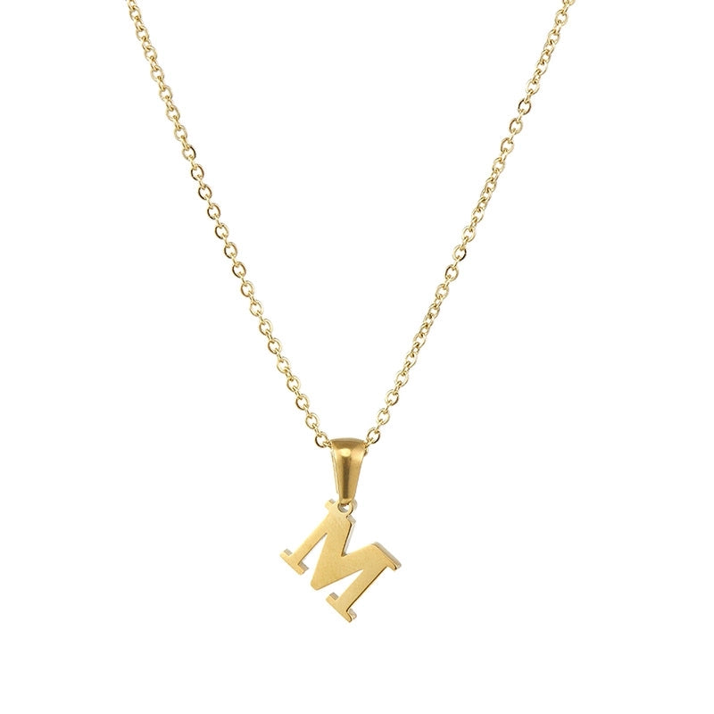 Minimalist Letter Stainless Steel Plating Pendant Necklace