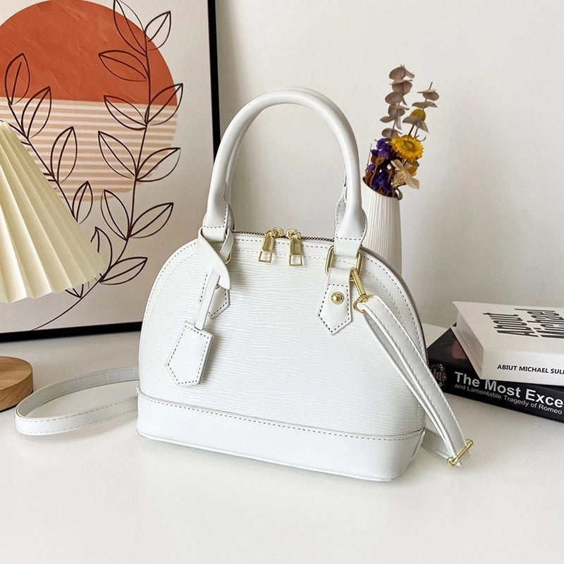 Women's Pu Leather Solid Color Elegant Classic Style Shell Zipper Shoulder Bag Crossbody Bag Dome Bag