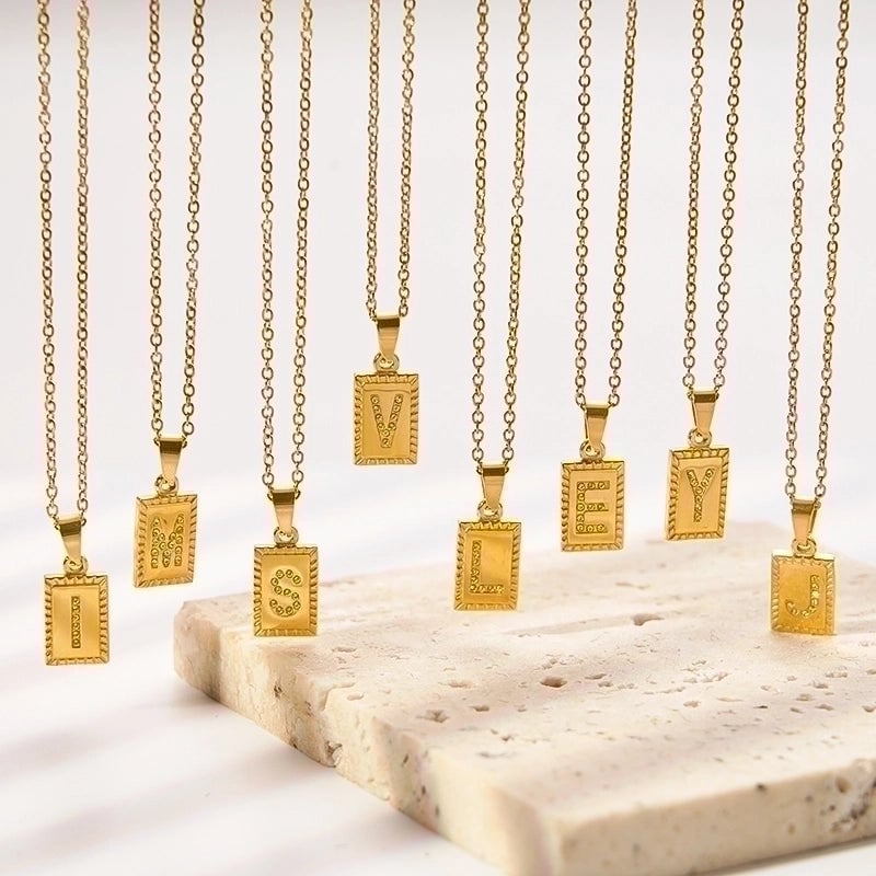 304 Stainless Steel Sweet Polishing Plating Inlay Letter Diamond Necklace