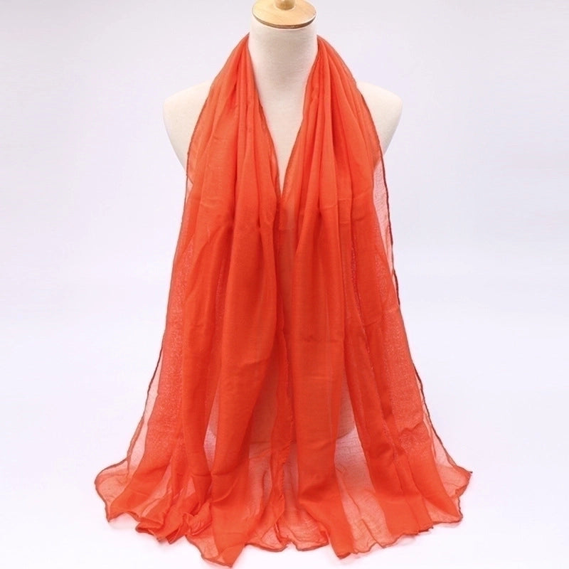 Women's Minimalist Solid Color Voile Sewing Cotton Linen Scarves