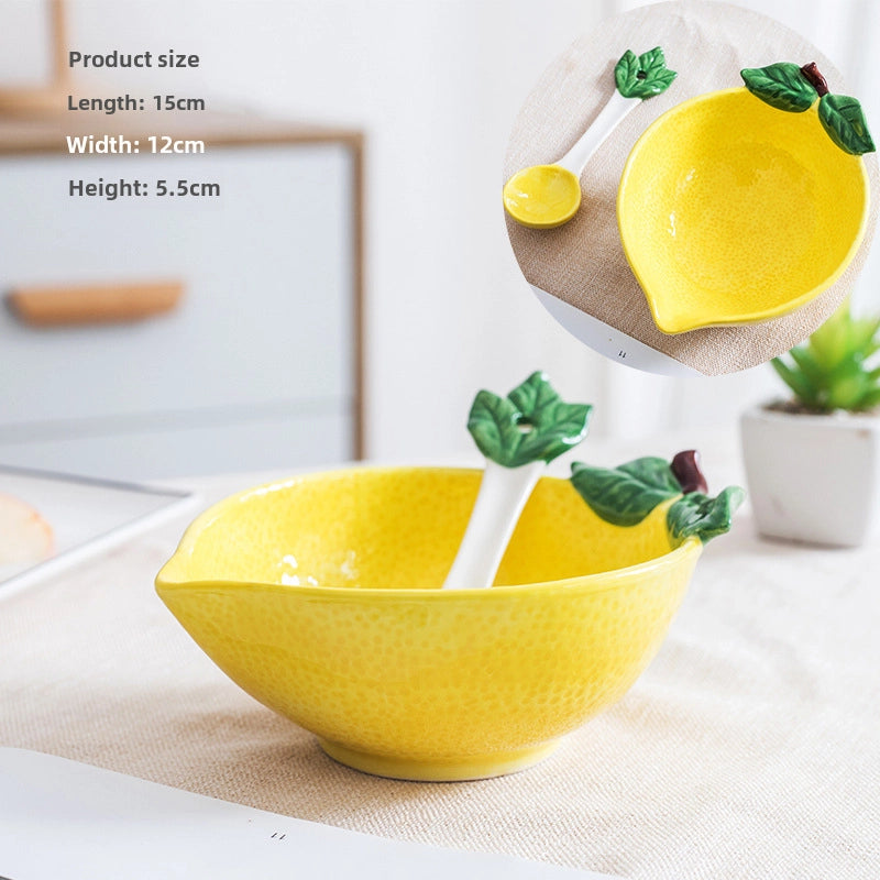 Creative Ceramic Bowl Fruit Bowl Vegetable Salad Bowl Children's Bowl Student Bowl Dessert Bowl Household Tableware