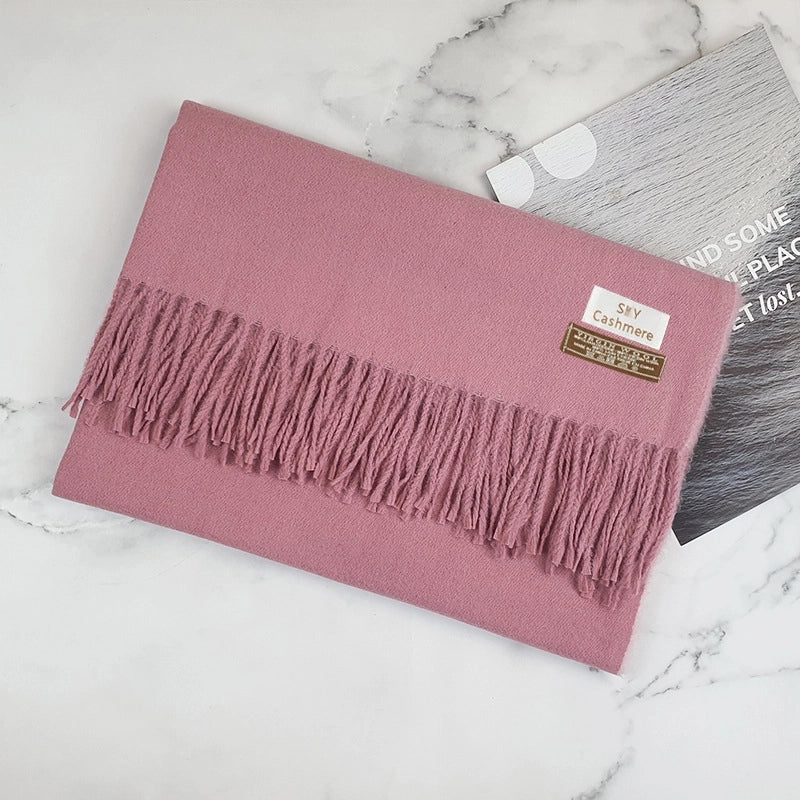 Big Red Scarf Thickened Cashmere Scarf Solid Color Women's Winter Explosions Cashmere Scarf Women's Wool Shawl