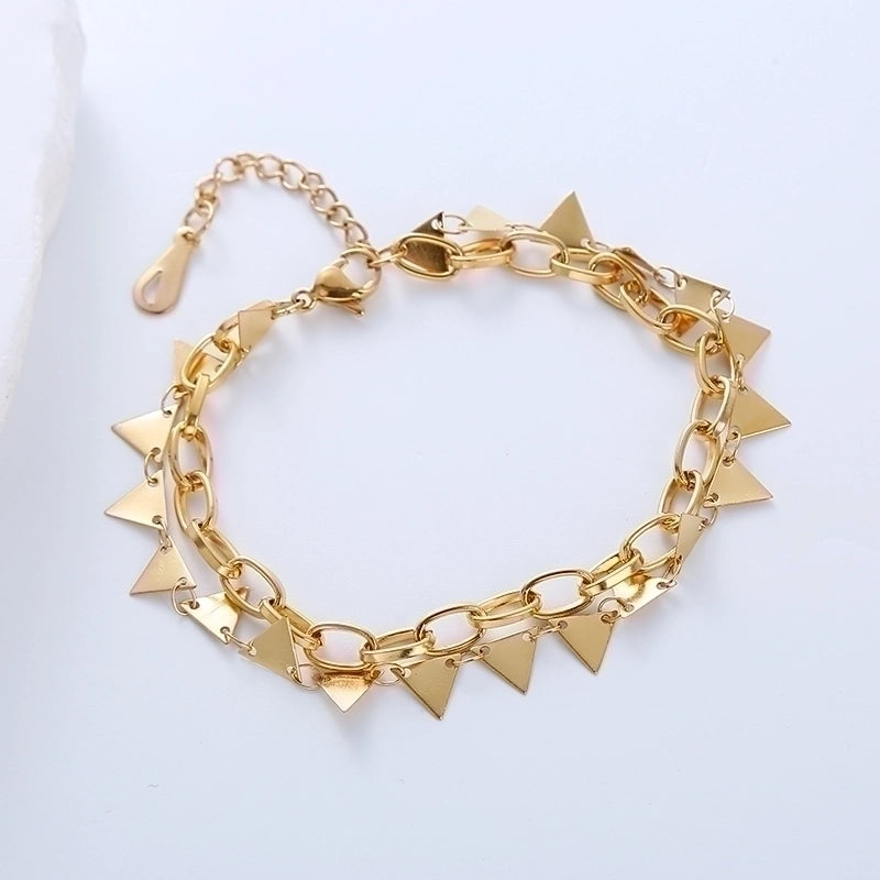 Casual Minimalist Triangle Heart Shape 304 Stainless Steel 18K Gold Plated No Inlaid Bracelets In Bulk