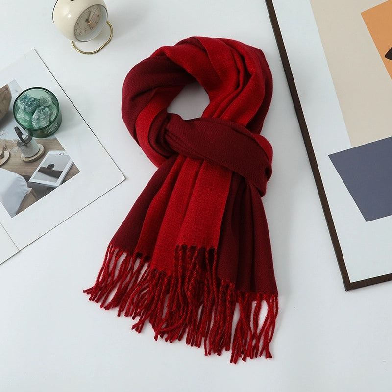 Cashmere Scarf Women's Winter Hot Imitation Cashmere Scarf Men's Shawl  Thickened Double-sided Wool Scarf