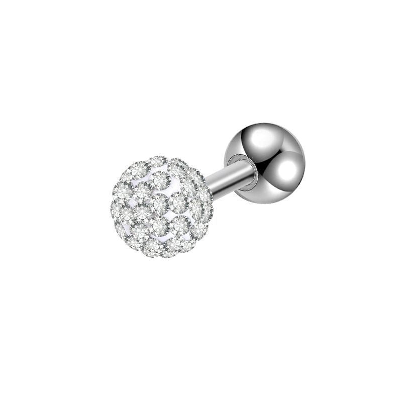 Minimalist Solid Color Stainless Steel Inlay Artificial Diamond Ear Studs 1 Piece