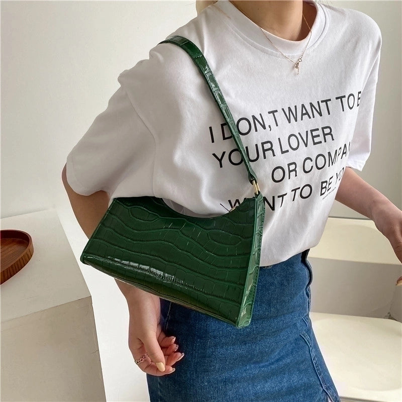 Small Pu Leather Streetwear Baguette Bag Large -capacity Women's Bag