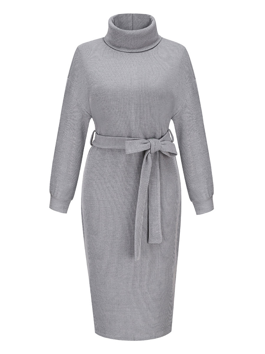 High Neck Lace-Up Knit Dress(4 colors)