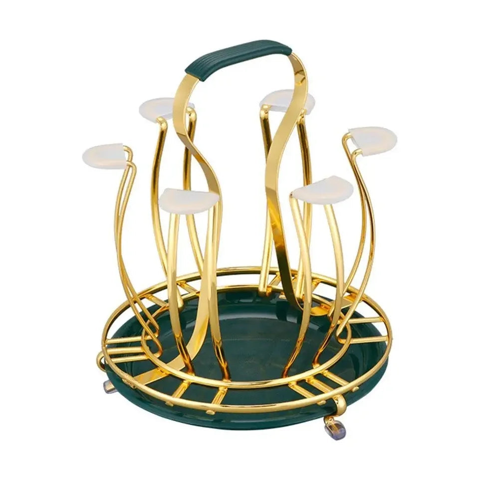 Golden Glass Stand With Drainage Rack