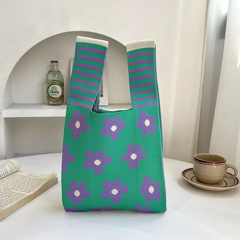 Women's Medium Polyester Flower Basic Vintage Style Square Open Shopping Bags