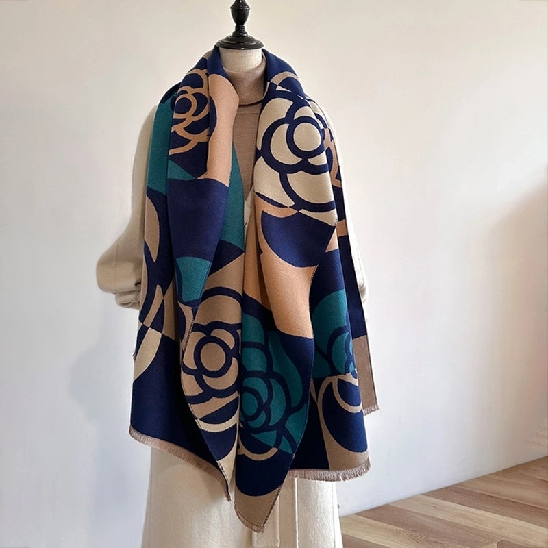 Women's Shawl New Outdoor High-end Internet Celebrity Dual-use Warm Scarf All-matching Scarf Women's Winter Cape Cloak