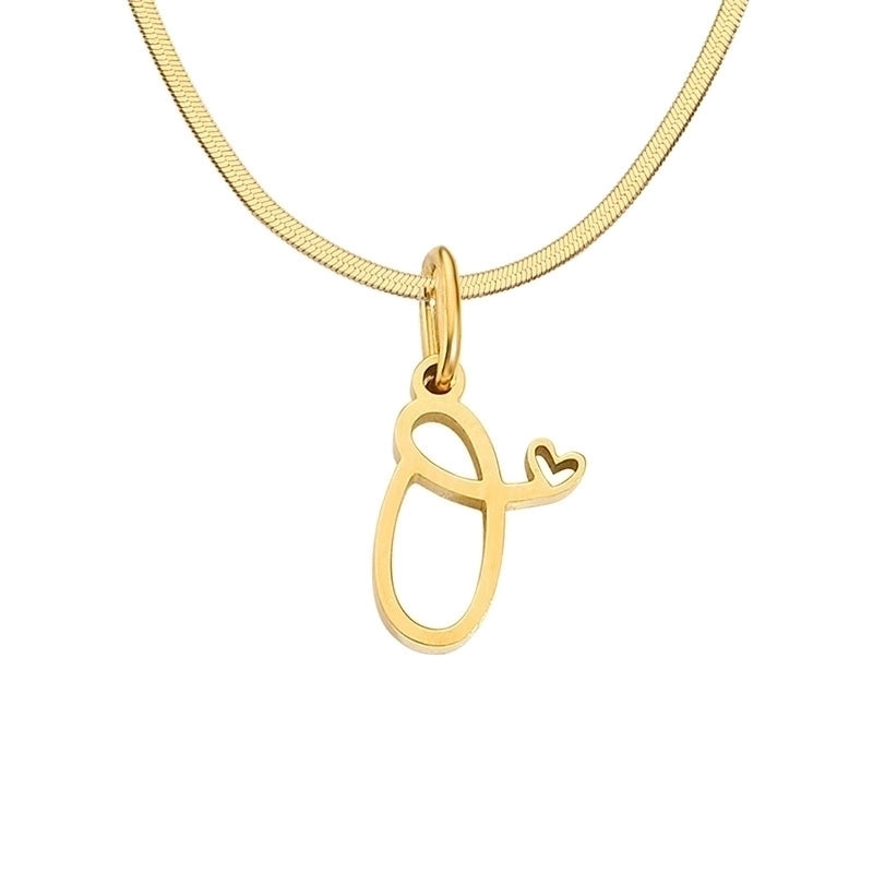 Stainless Steel Titanium Steel 14K Gold Plated Minimalist Plating Letter Heart Shape Pendant Necklace