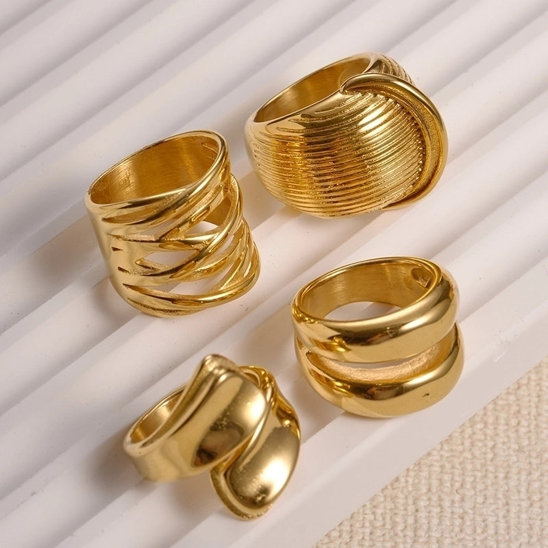 304 Stainless Steel 14K Gold Plated Modern Style Minimalist Classic Style Plating Solid Color Rings