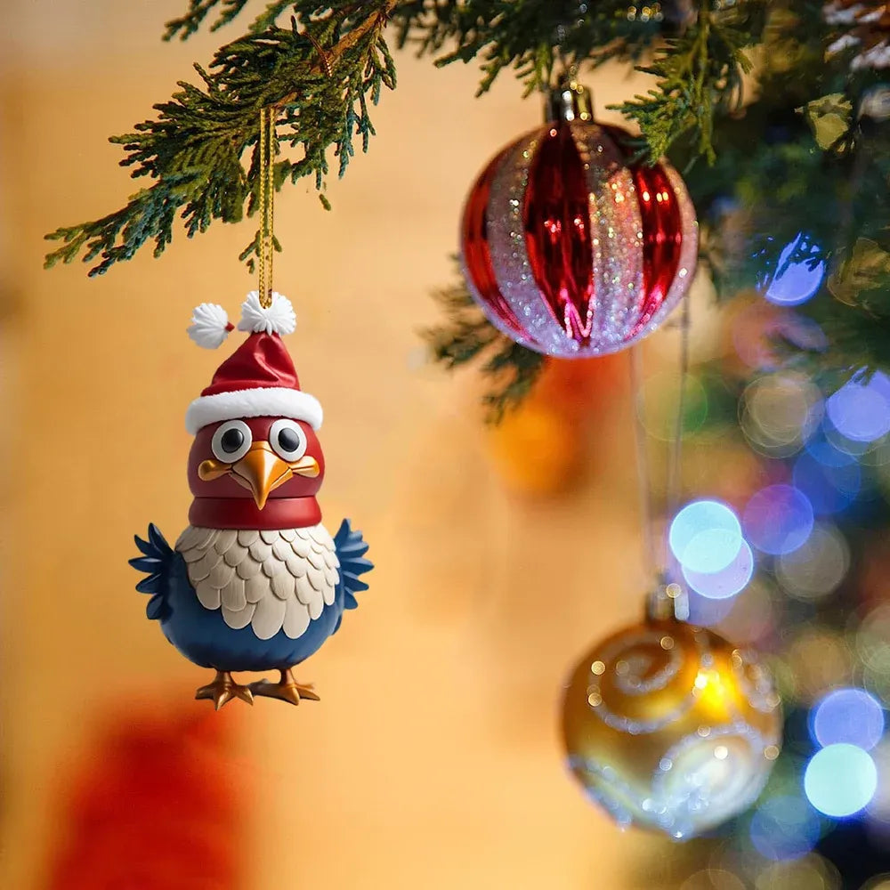 🎄12 Stuks🐓Kerstmuts kippen decoratie✨