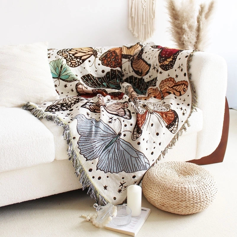 Fashion Flower Butterfly Cotton Blanket