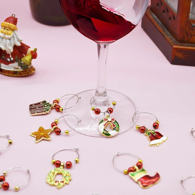 Christmas Minimalist Classic Style Christmas Tree Wreath Bell Iron Holiday Festival Wine Cup Ring Tableware