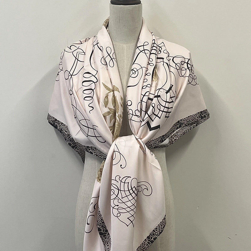 Women's Elegant Minimalist Plant Polyester Silk Scarf