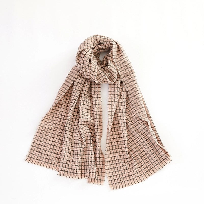 In Autumn And Winter Retro Color Matching Small Plaid Scarf Soft And Comfortable Warm  Shawl Scarf