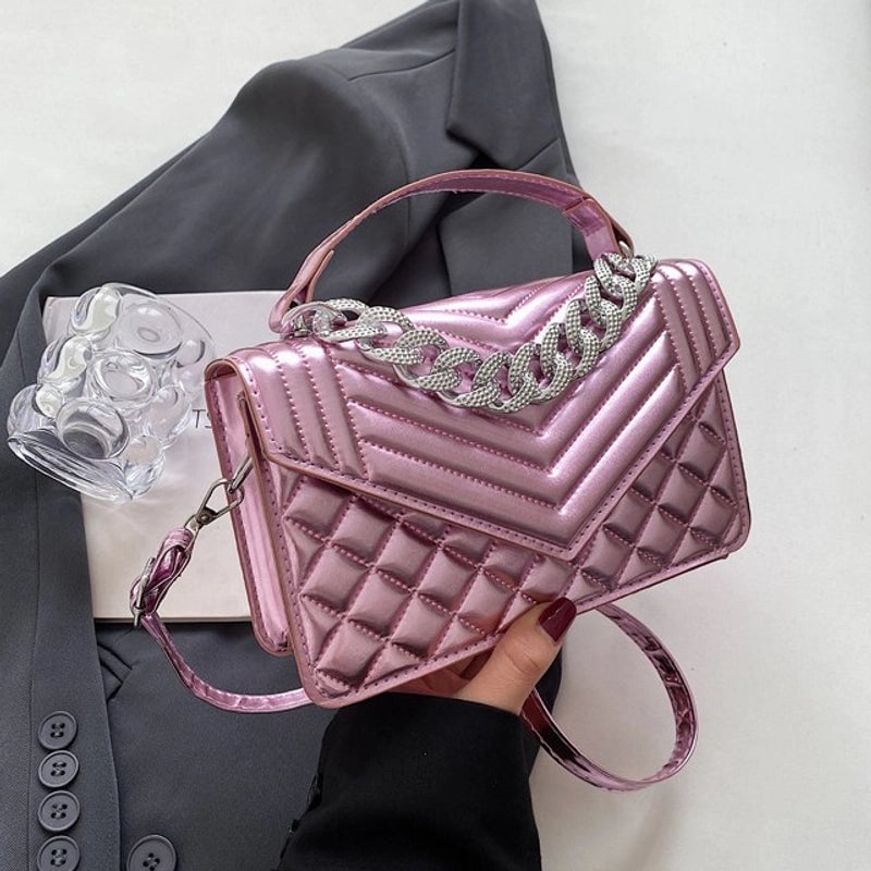 Women's Medium Pu Leather Solid Color Streetwear Magnetic Buckle Crossbody Bag