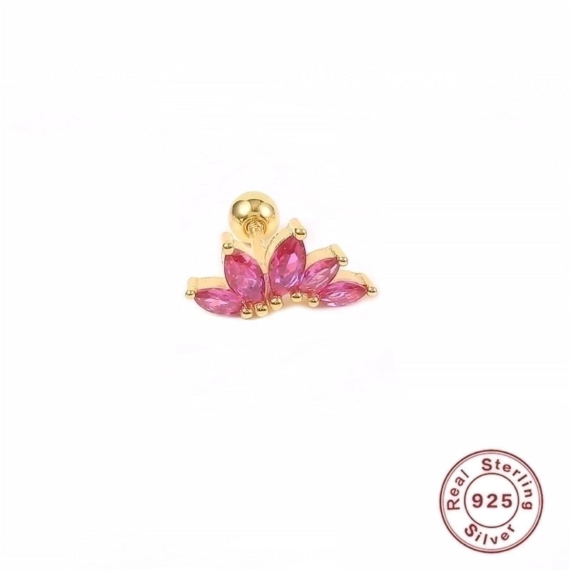 1 Piece Silver Zircon Geometric Ear Studs