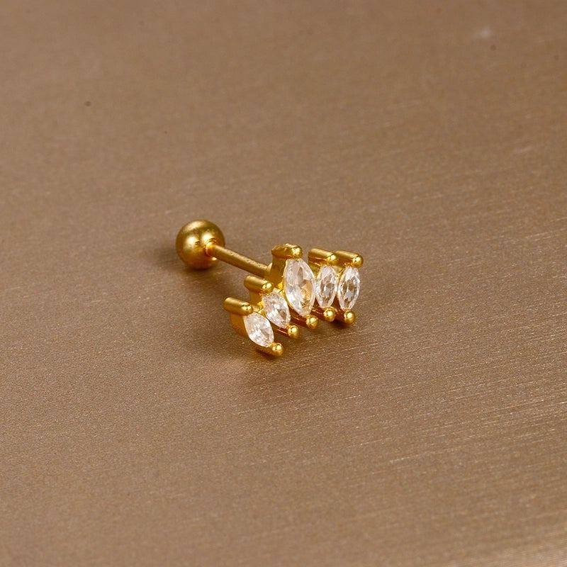 1 Piece Sweet Minimalist Flower Plating Inlay Titanium Steel Zircon Ear Studs