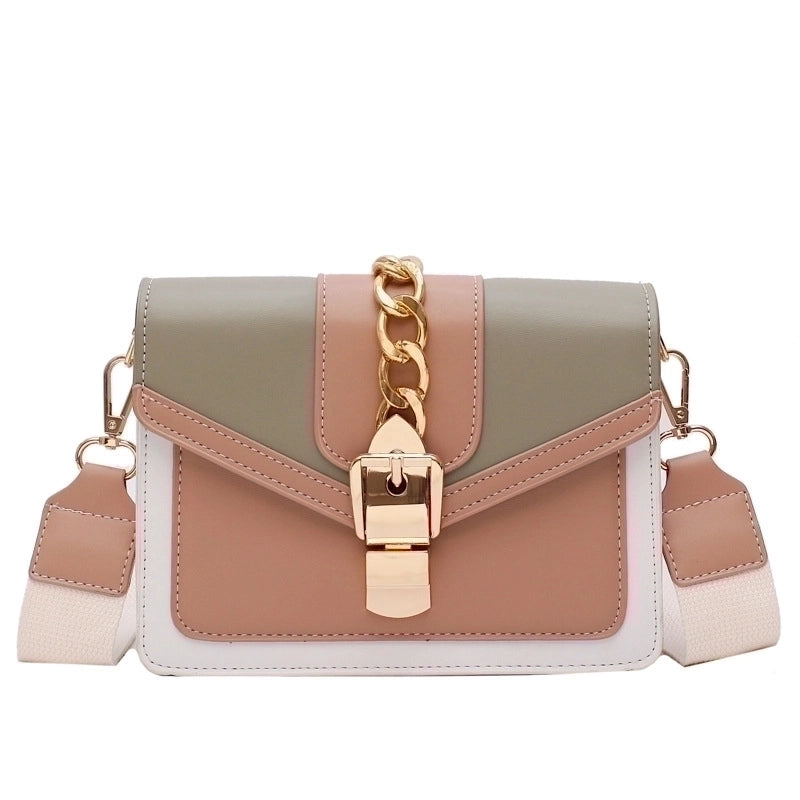 Fashion Contrast Color Broadband Messenger Bag Shoulder Bags