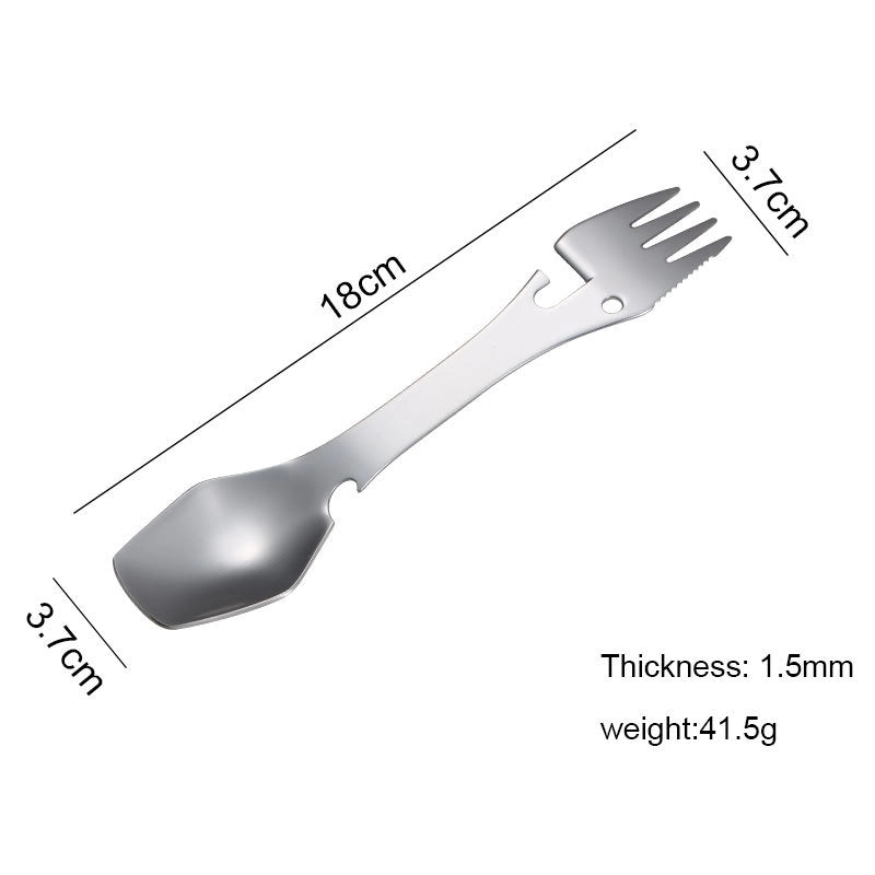 Stainless Steel Multi-purpose Knife. Fork And Spoon Bottle Opener Canned Open 5 In 1 Spoon Fork Outdoor Camping Portable Tableware