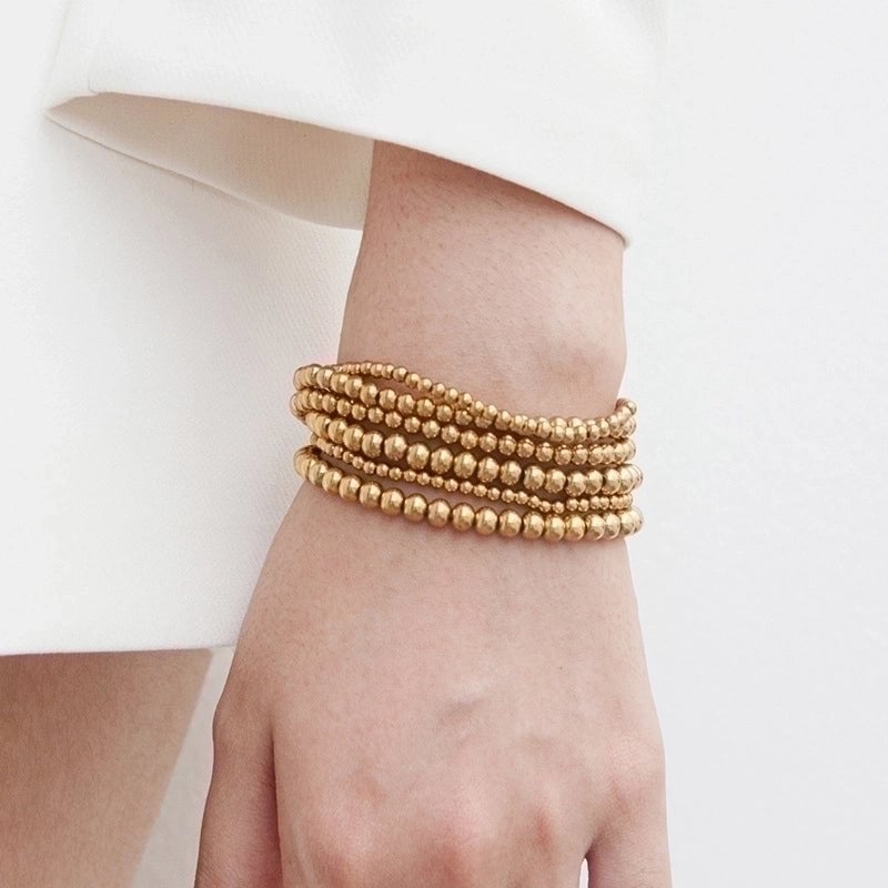 Fashion Ball 304 Stainless Steel 14K Gold Plated No Inlaid Bracelets In Bulk