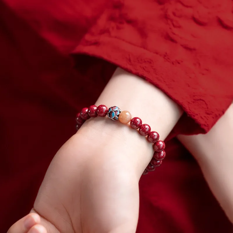 New Arrival Cinnabar Red Bracelet Gemstone Bead Bracelet Lucky Red Bracelet For Women Jewelry