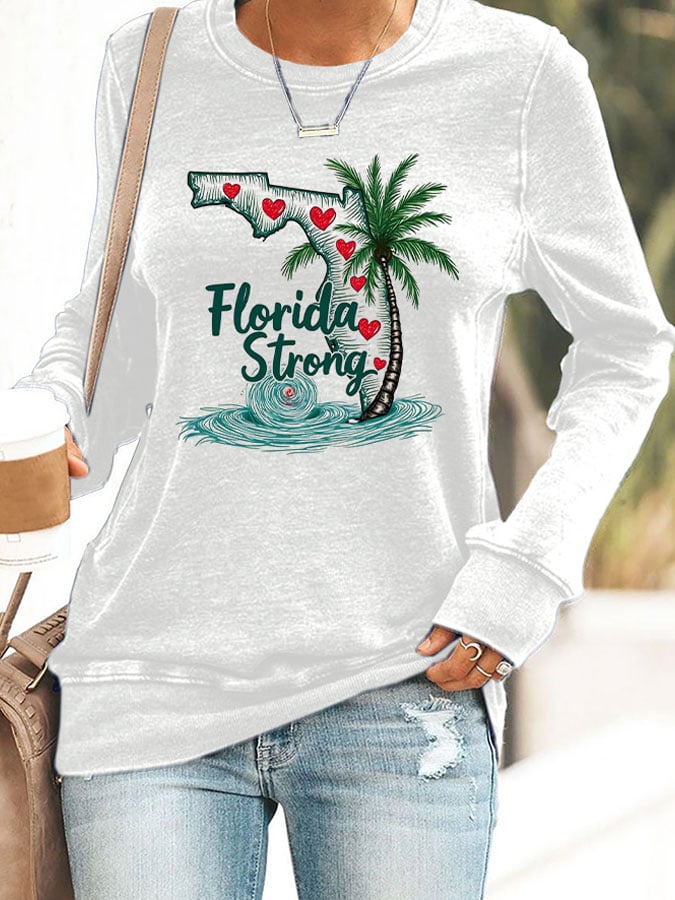 Women's Florida  Strong Mitton Hurricane Print Casuasl Sweatshirt