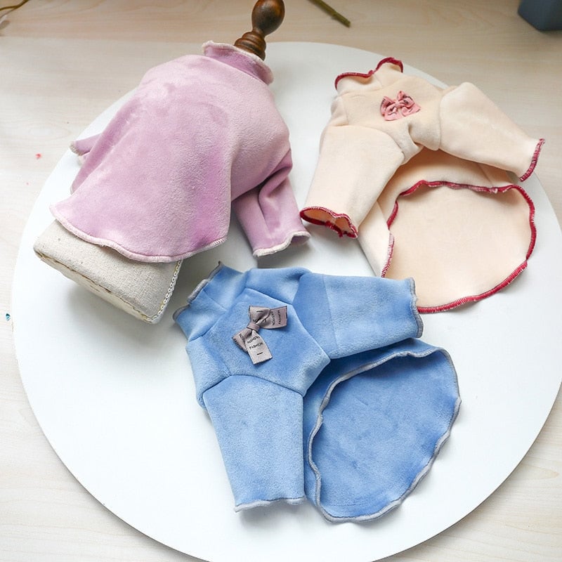 Bowknot Velvet Dog Clothes