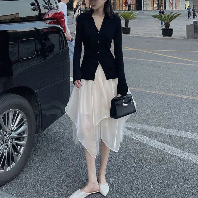 Irregular Tulle & Mesh Skirt