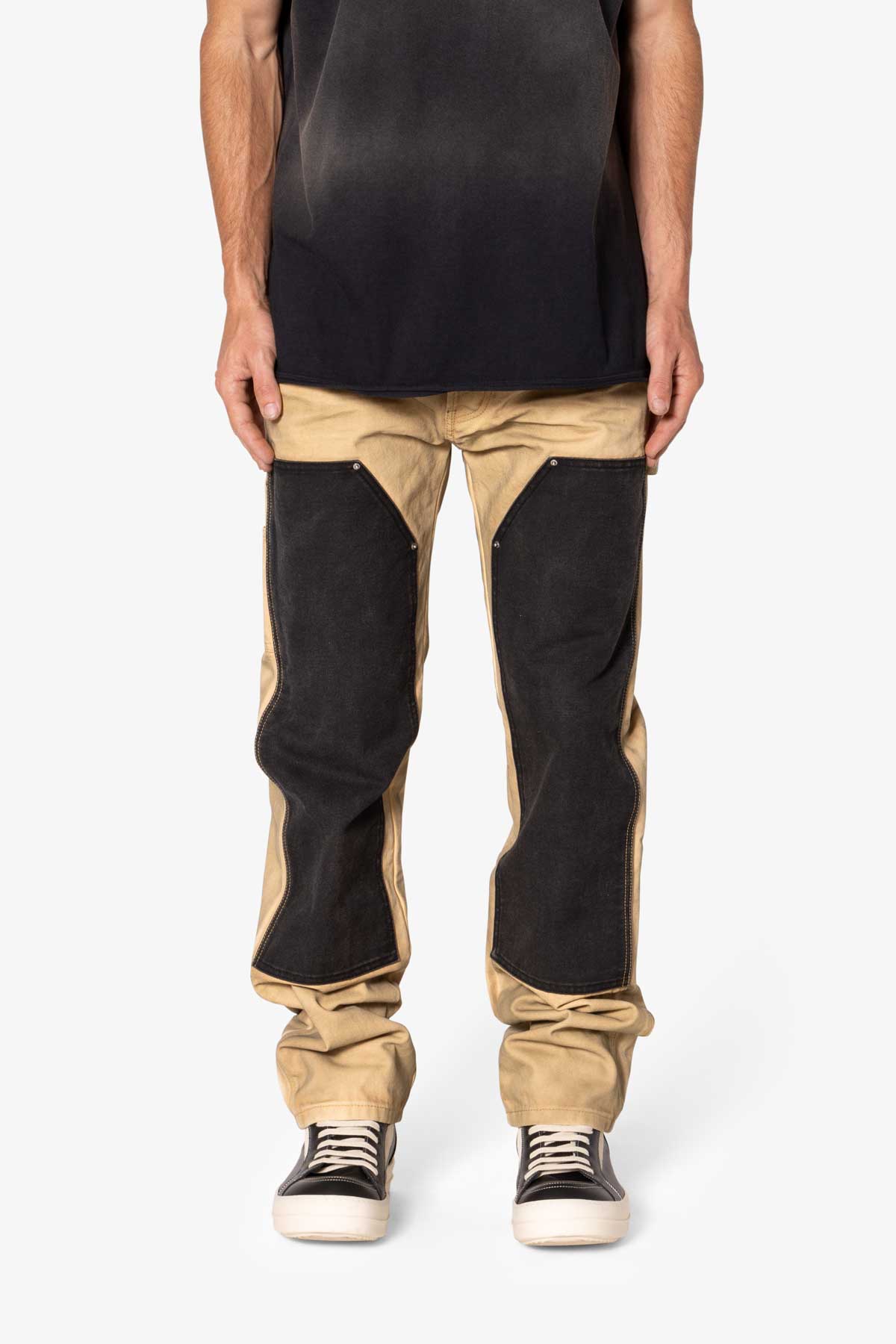 V684 Dirty Double Knee Denim - Tan