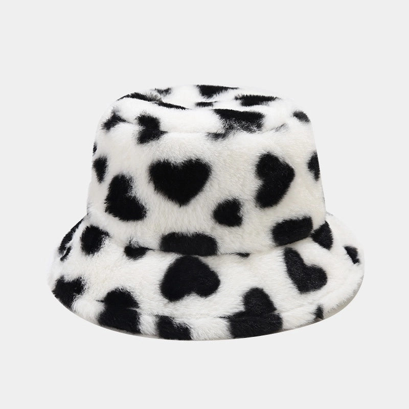 Women's Ig Style Heart Shape Printing Wide Eaves Bucket Hat