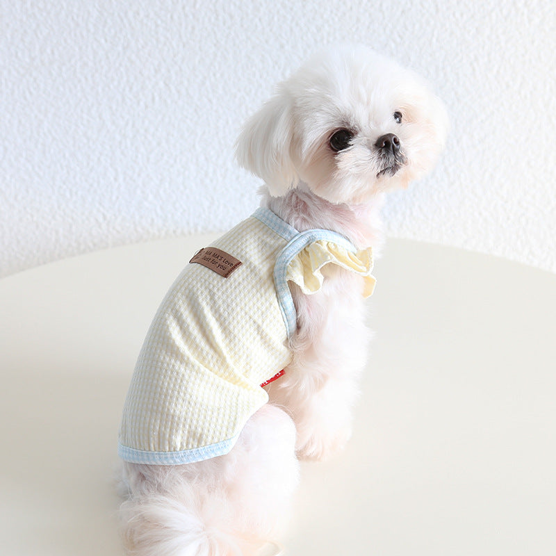 Cotton Sweet Ruffled Sleeves Dog Cat Vest