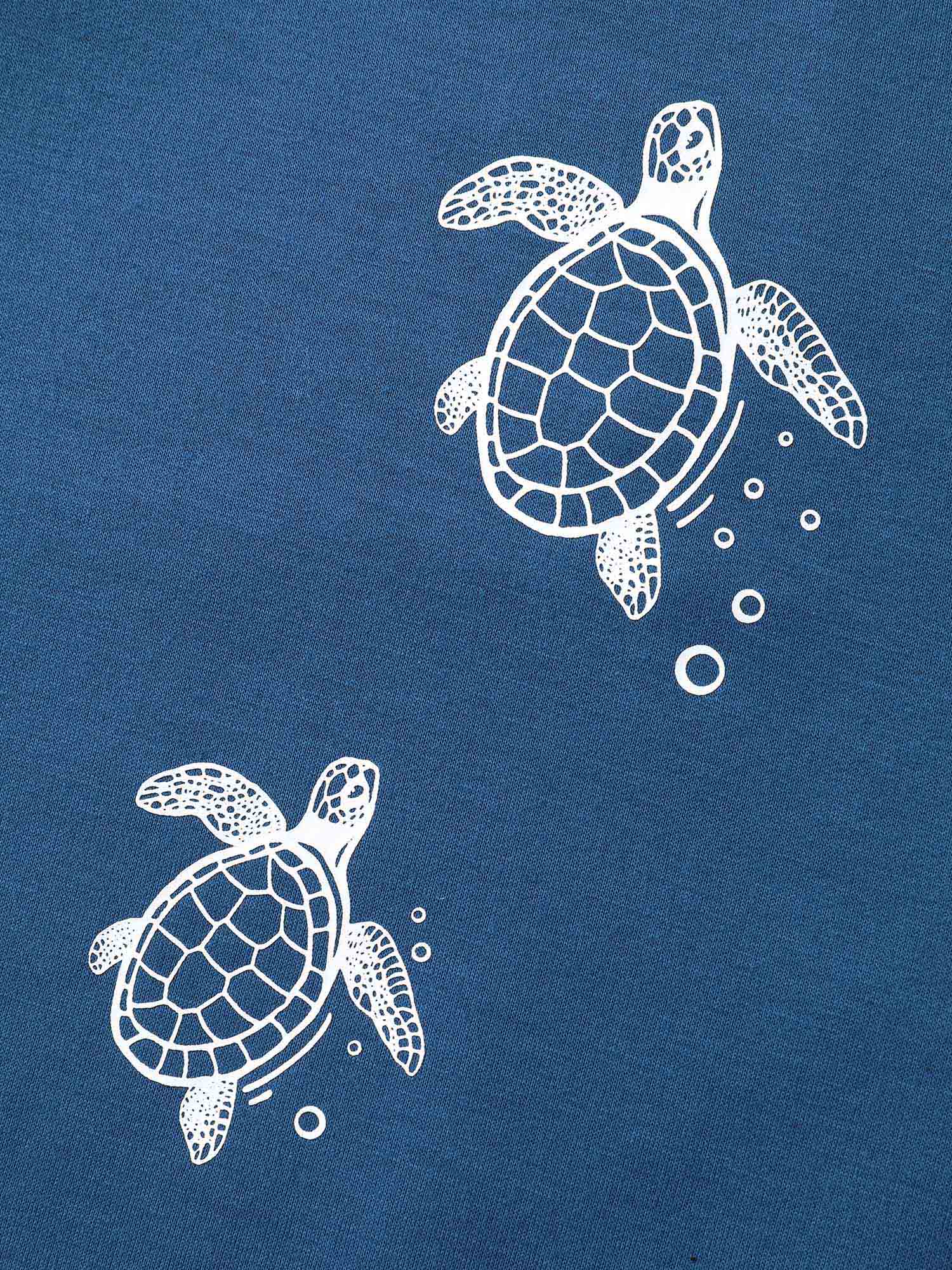 Turtle Print Drawstring Straight-Leg Shorts