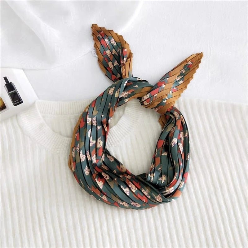 Women's Elegant Plaid Polka Dots Solid Color Satin Silk Scarf