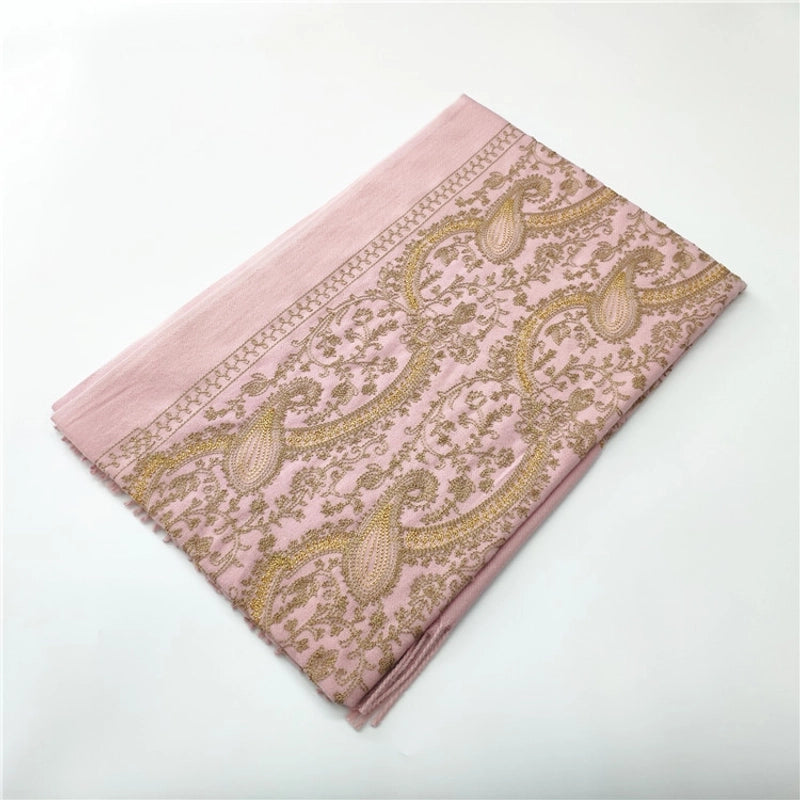 Women's Retro Printing Imitation Cashmere Embroidery Scarf