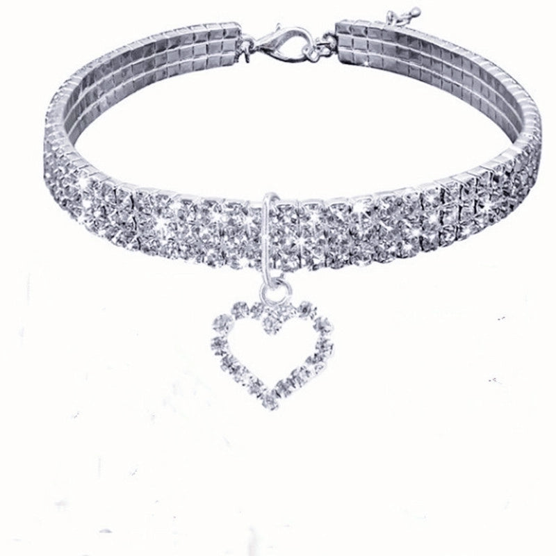 Minimalist Classic Style Metal Solid Color Diamond Pet Collar